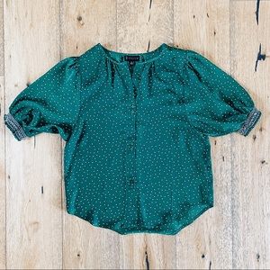 Green polka dot top